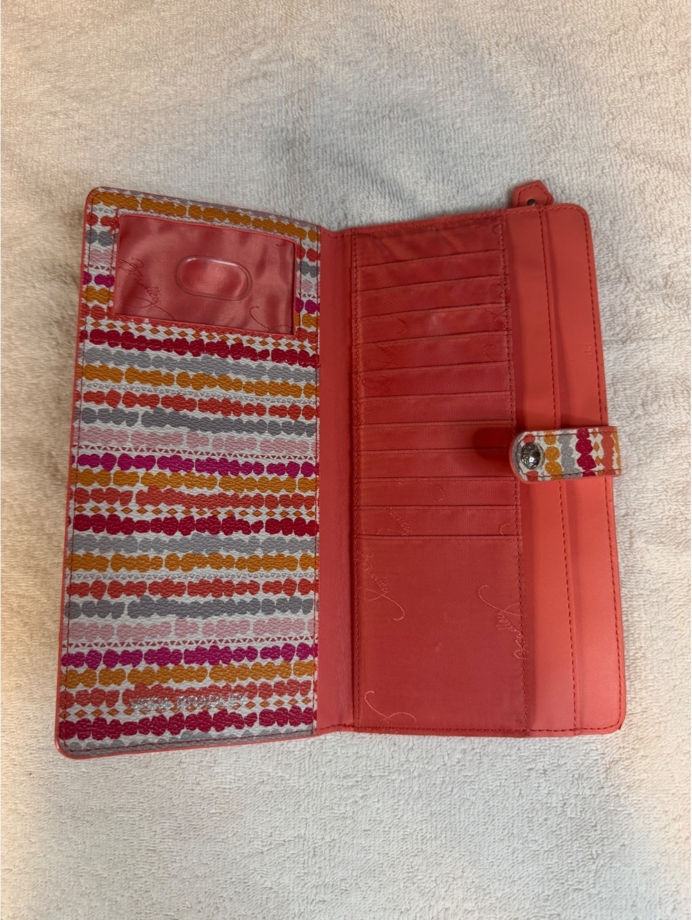 Vera Bradley Multicolor Patterned Wallet Card Slots Zippered Coin Comp - #1285